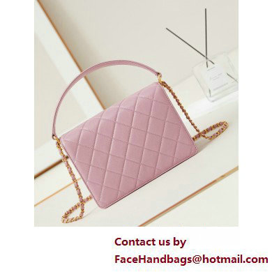 Chanel Grained Calfskin  &  Gold-Tone Metal Flap Bag with Top Handle Pink 2025